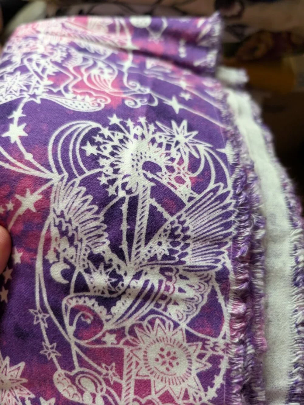 Purple and White Celestial Pattern Baby Flannel Fabric - 3 Yards